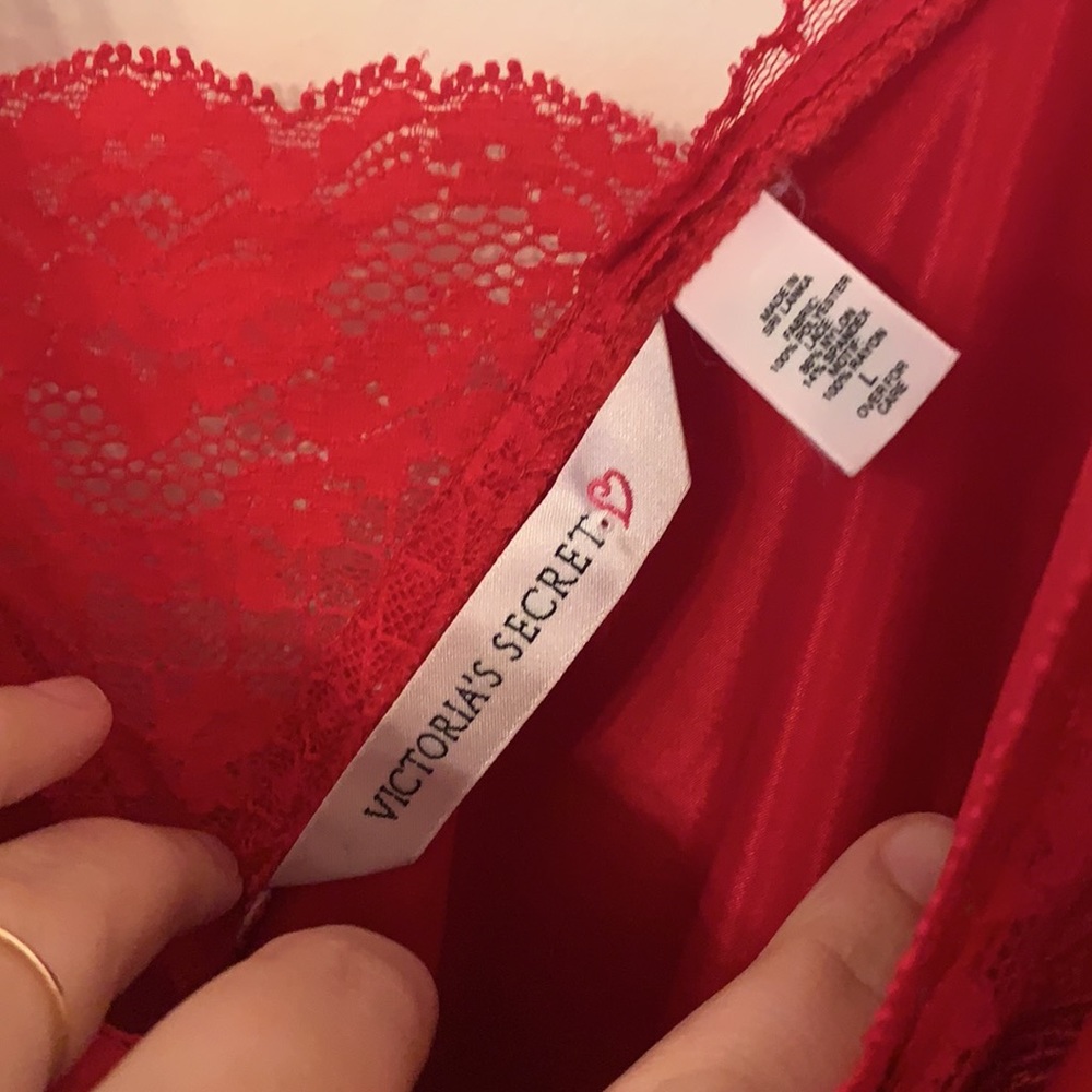 Victoria Secret Red Satin Slip Dress and Robe - Picture 3 of 8